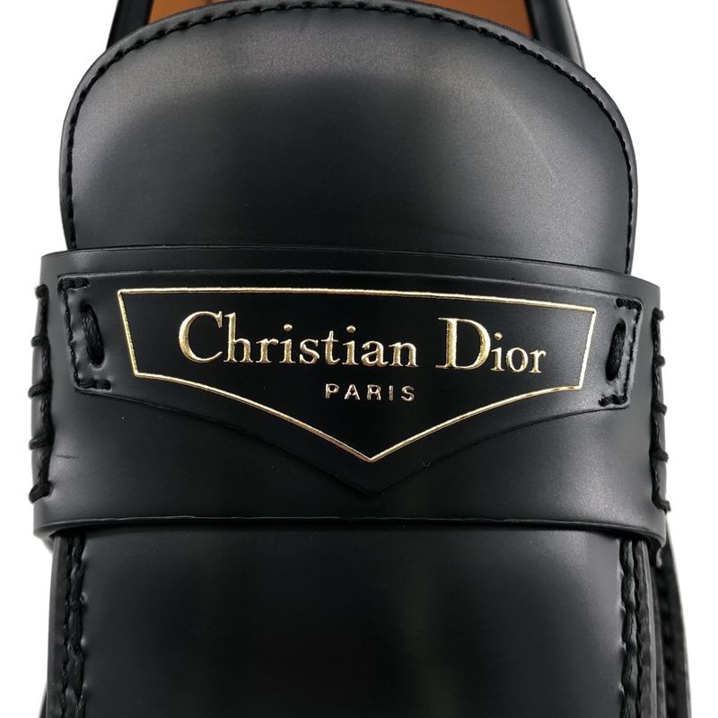 Dior Boy Leather Logo Loafers Shoes 38 Black