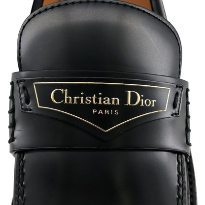 Dior Boy Leather Logo Loafers Shoes 38 Black