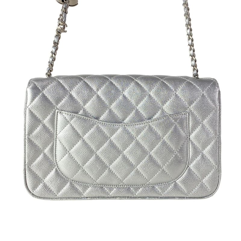 Chanel Shoulder Bag Single Flap Quilted Silver Chain