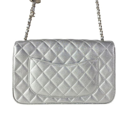 Chanel Shoulder Bag Single Flap Quilted Silver Chain