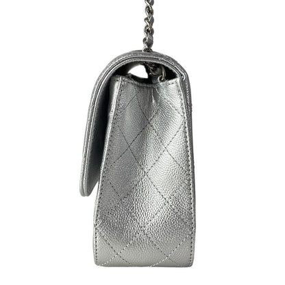 Chanel Shoulder Bag Single Flap Quilted Silver Chain