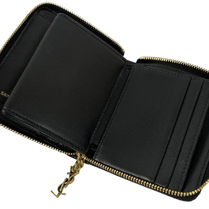 Saint Laurent Paris Bifold Wallet Black Zip Around Leather