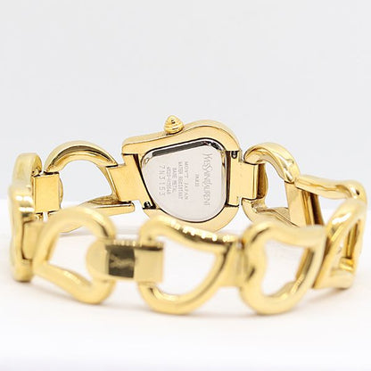 Saint Laurent Yves Quartz Heart Motif White Dial Watch Kut
