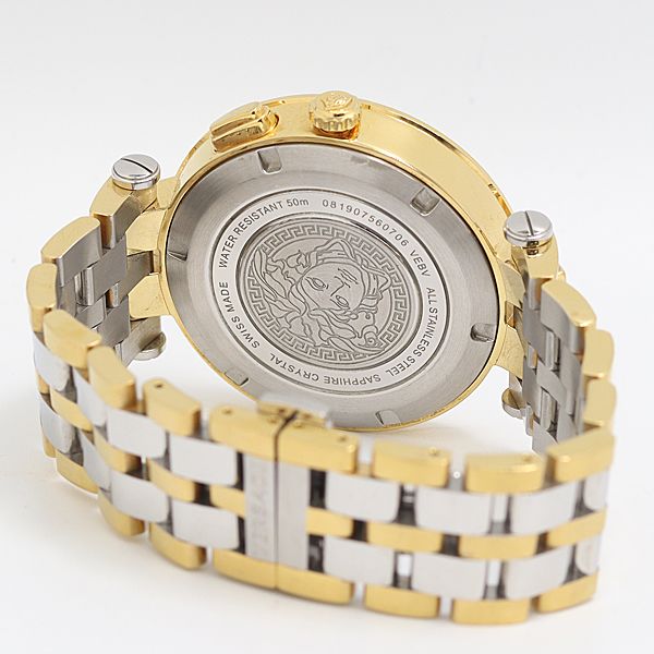 Versace Matelasse Dual Time Quartz Sumoseco Black Dial Watch Kzk
