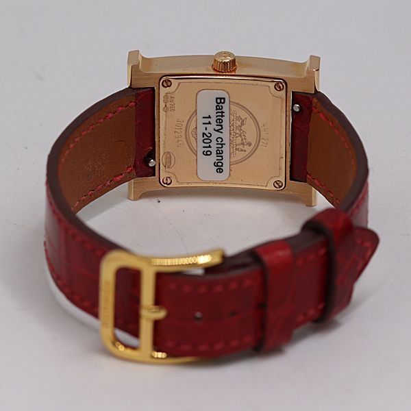 Hermes Watch PG Quartz White Shell Dial 18k 750 23.9 Tam
