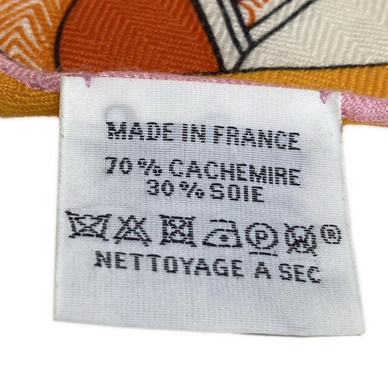 Hermes Scarf Losange Orange Ivory Multi Cashmere Silk