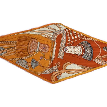 Hermes Scarf Losange Orange Ivory Multi Cashmere Silk