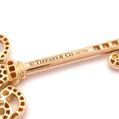 Tiffany & Co Pendant Top Fleur Doris Key 18k Pink Gold Diamond Pave