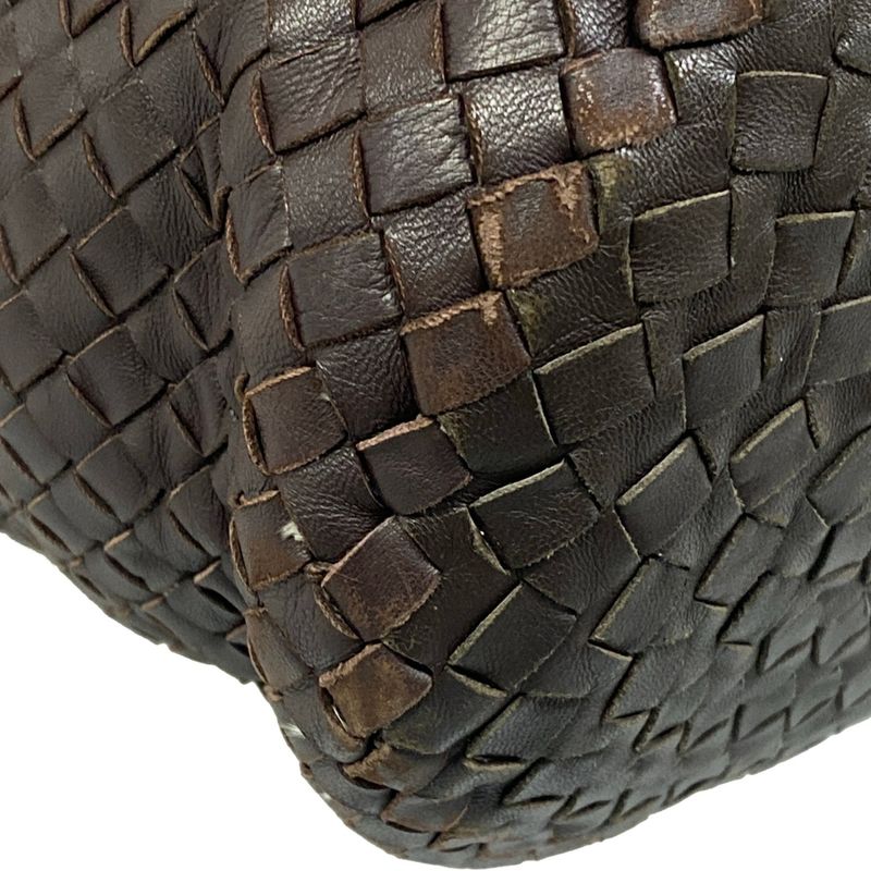 Bottega Veneta Handbag Intrecciato Dark Brown Leather