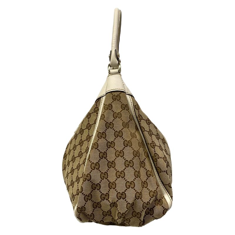 Gucci Handbag Abbey GG Pattern Dark Brown Beige Ivory Leather