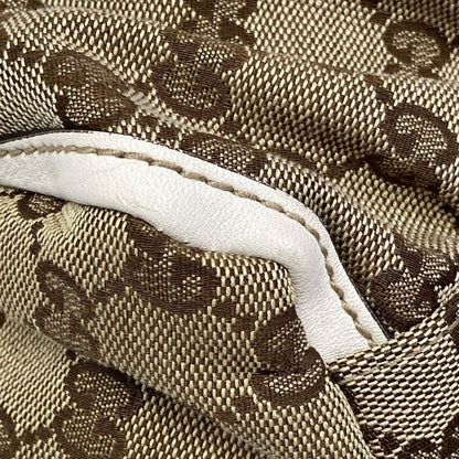 Gucci Handbag Abbey GG Pattern Dark Brown Beige Ivory Leather