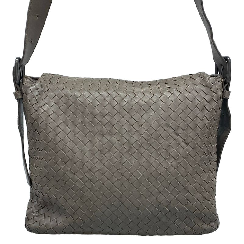 Bottega Veneta Shoulder Bag Intrecciato Grey Leather
