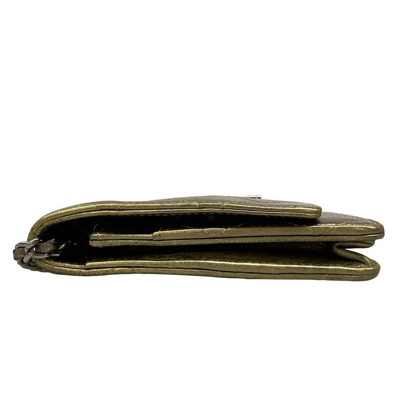 Chanel Wallet 2.55 Quilted Gold Chain Silver