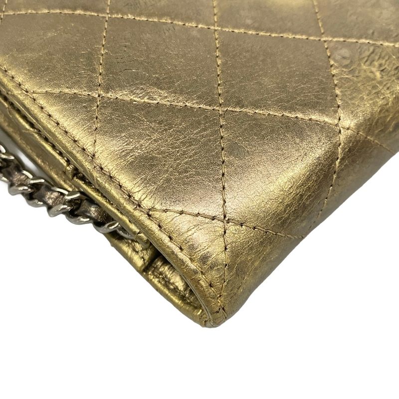 Chanel Wallet 2.55 Quilted Gold Chain Silver