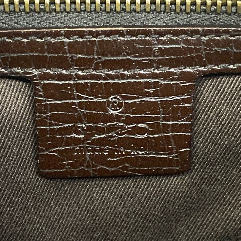 Gucci Handbag Horsebit GG Pattern Dark Brown Beige Leather