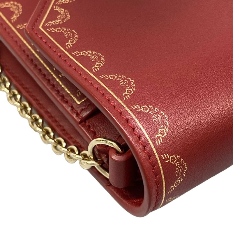 Cartier Bifold Wallet Garland de Red Chain Leather