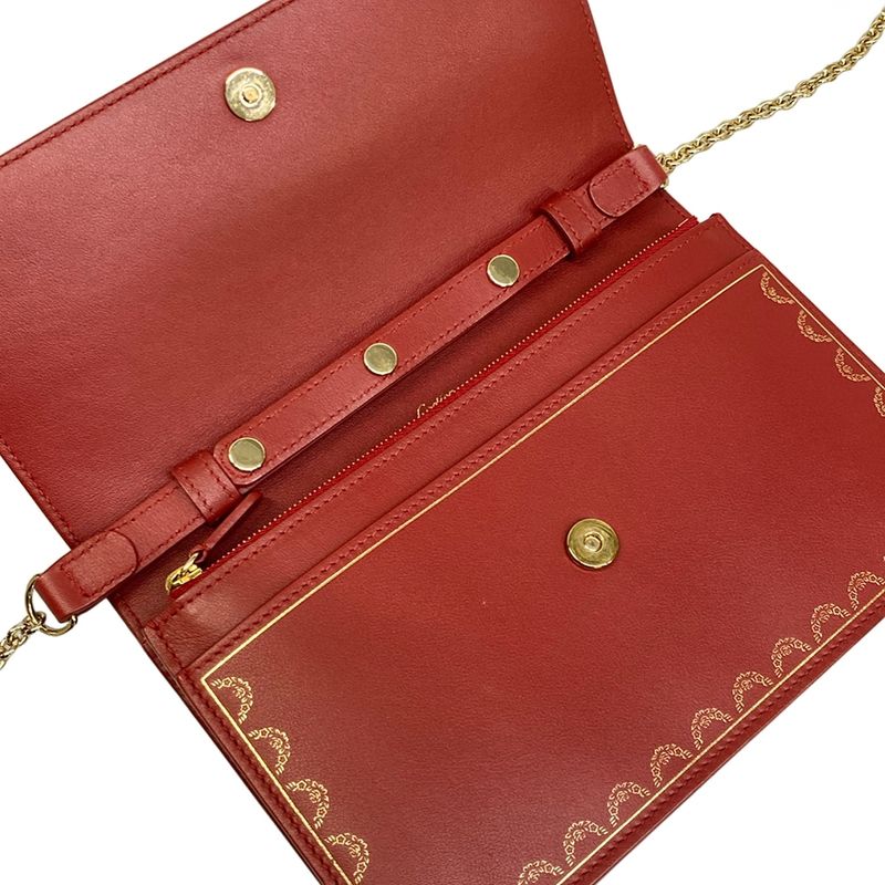 Cartier Bifold Wallet Garland de Red Chain Leather