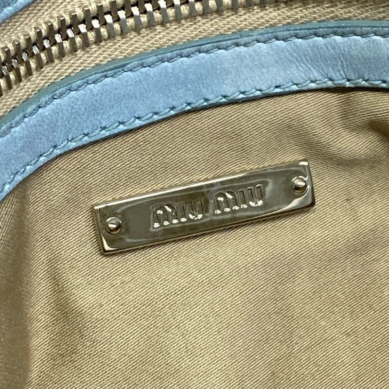 Miu Miu Shoulder Bag Miu Crystal Light Blue Leather