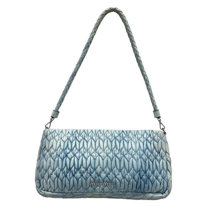 Miu Miu Shoulder Bag Miu Crystal Light Blue Leather