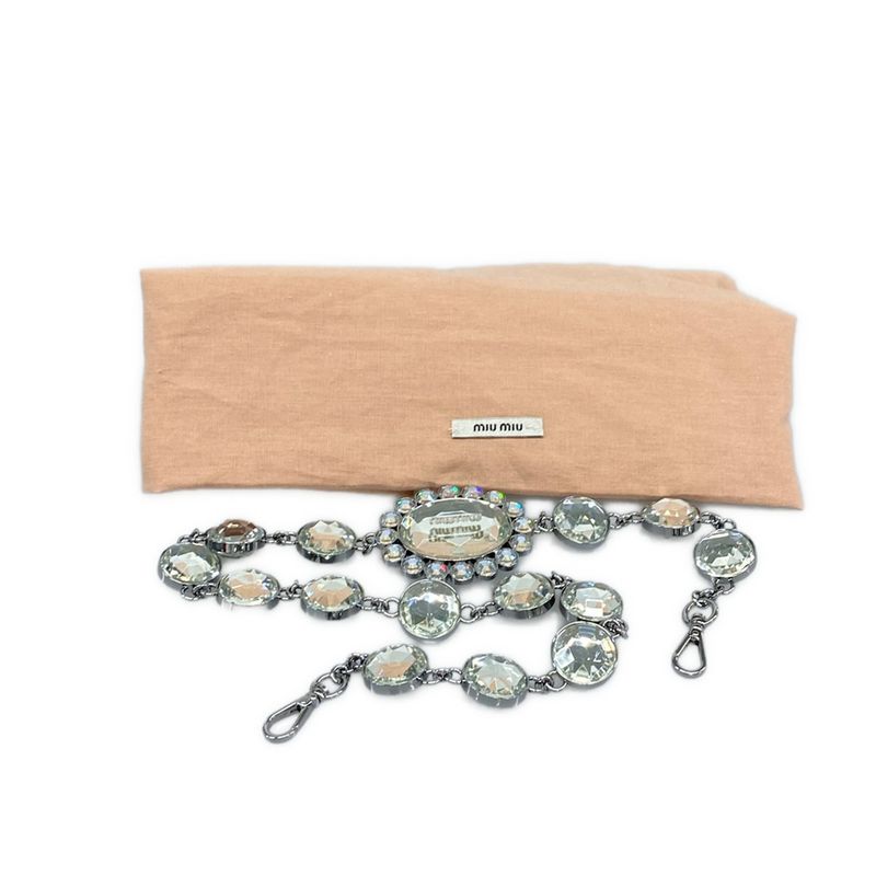 Miu Miu Shoulder Bag Miu Crystal Light Blue Leather