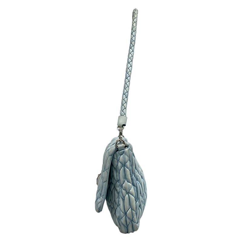 Miu Miu Shoulder Bag Miu Crystal Light Blue Leather