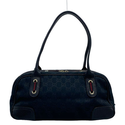 Gucci Shoulder Bag Princi GG Pattern Navy Black Leather