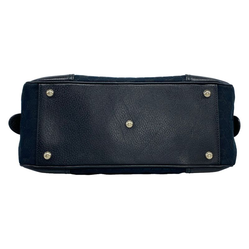 Gucci Shoulder Bag Princi GG Pattern Navy Black Leather