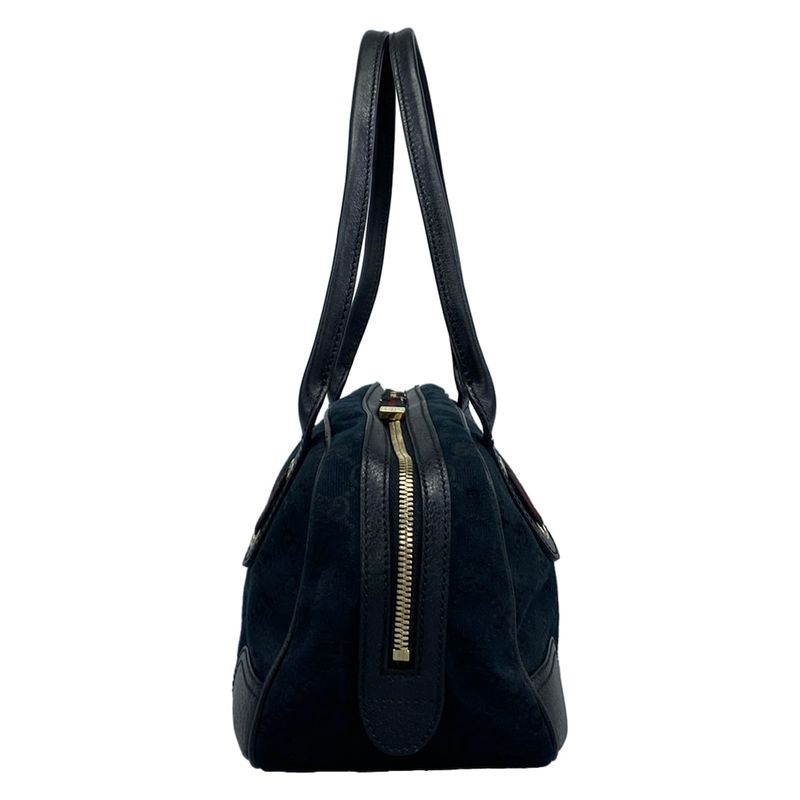 Gucci Shoulder Bag Princi GG Pattern Navy Black Leather
