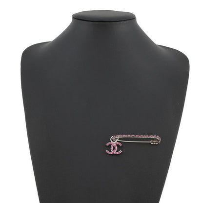 Chanel Brooch CC Logo Line Stone