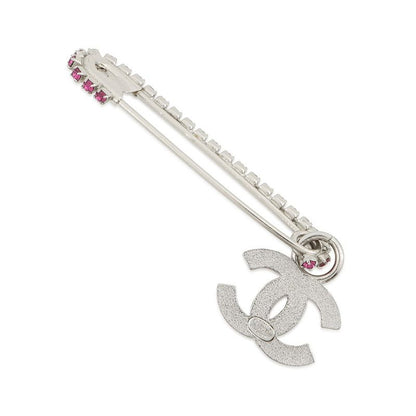 Chanel Brooch CC Logo Line Stone