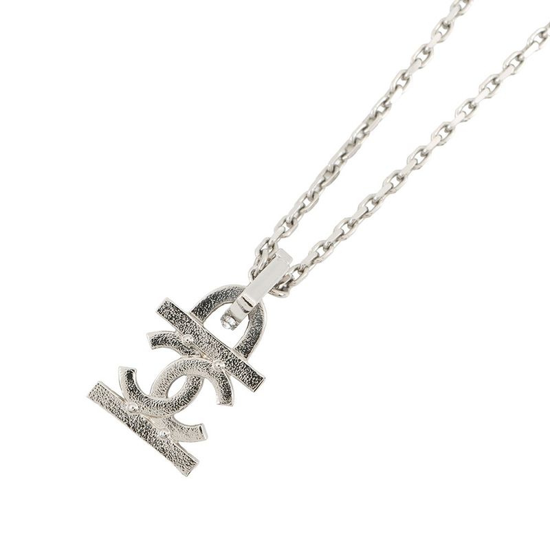 Chanel Necklace CC Logo Line Stone Faux Pearl