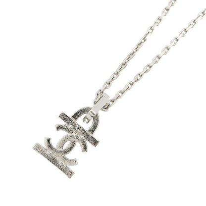 Chanel Necklace CC Logo Line Stone Faux Pearl