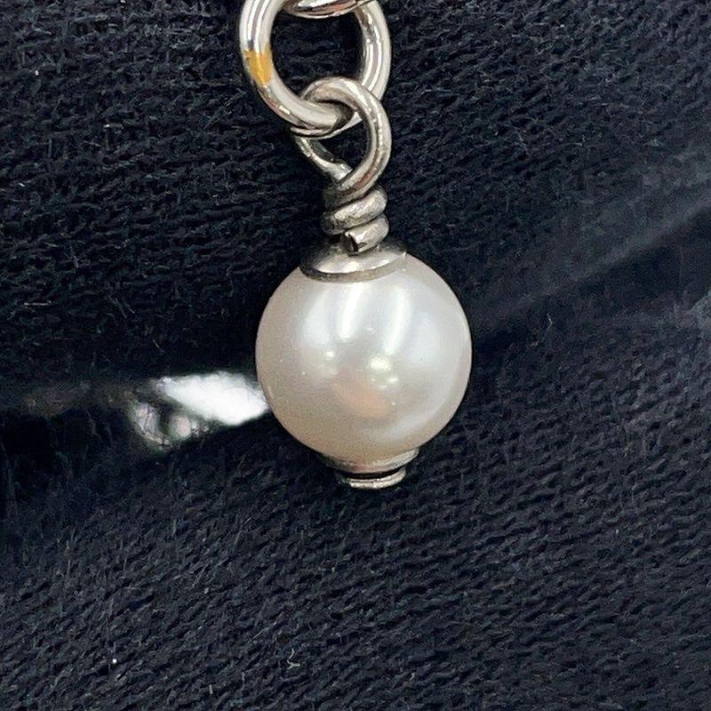 Chanel Necklace CC Logo Line Stone Faux Pearl