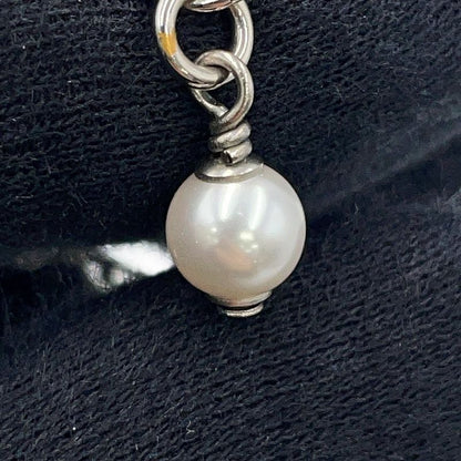 Chanel Necklace CC Logo Line Stone Faux Pearl