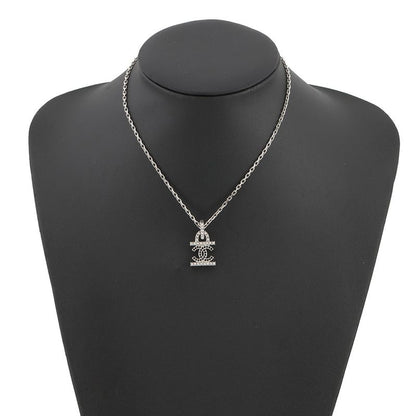 Chanel Necklace CC Logo Line Stone Faux Pearl