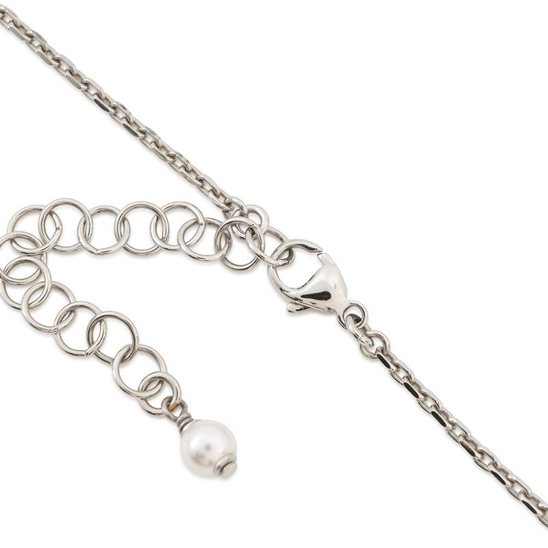 Chanel Necklace CC Logo Line Stone Faux Pearl
