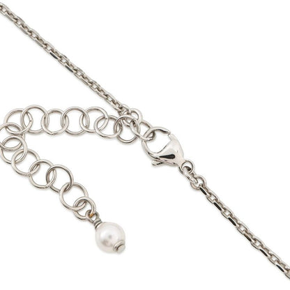 Chanel Necklace CC Logo Line Stone Faux Pearl