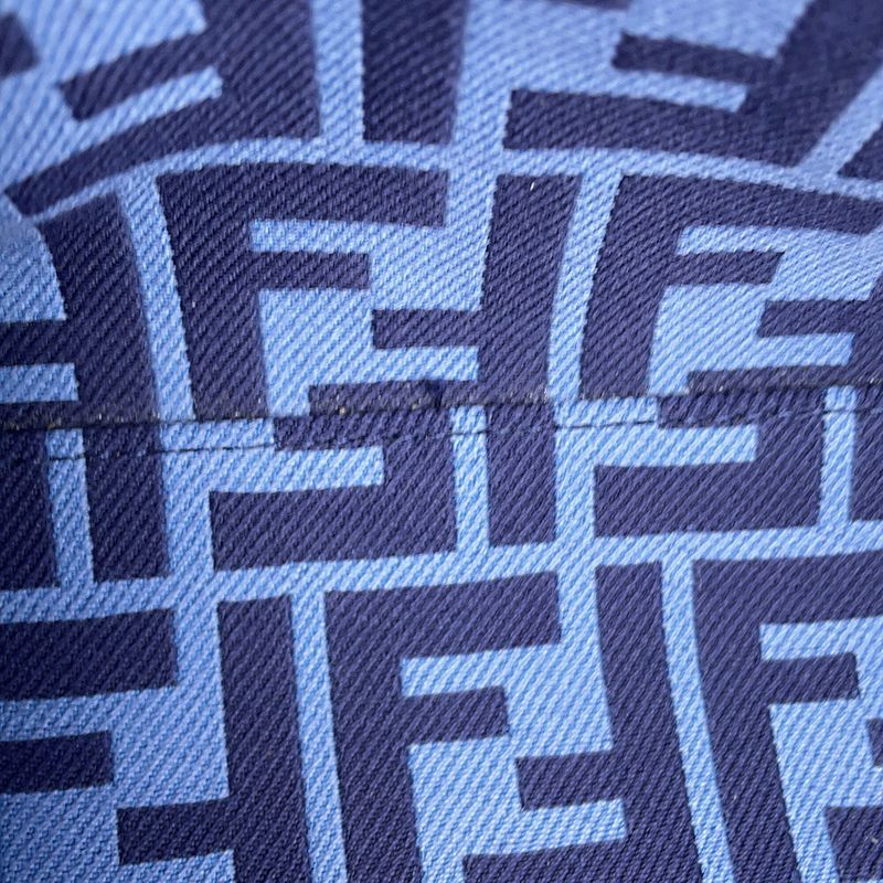 Fendi Tote Logo Stripe Canvas Leather