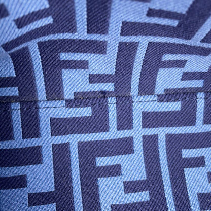 Fendi Tote Logo Stripe Canvas Leather