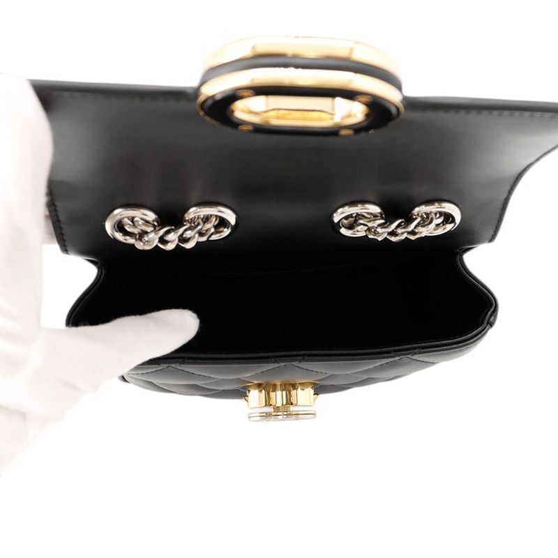 Gucci Shoulder Bag Deco Mini Chain Bag Leather Black
