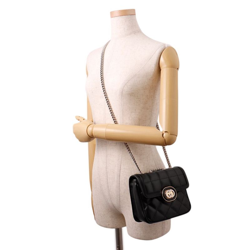 Gucci Shoulder Bag Deco Mini Chain Bag Leather Black