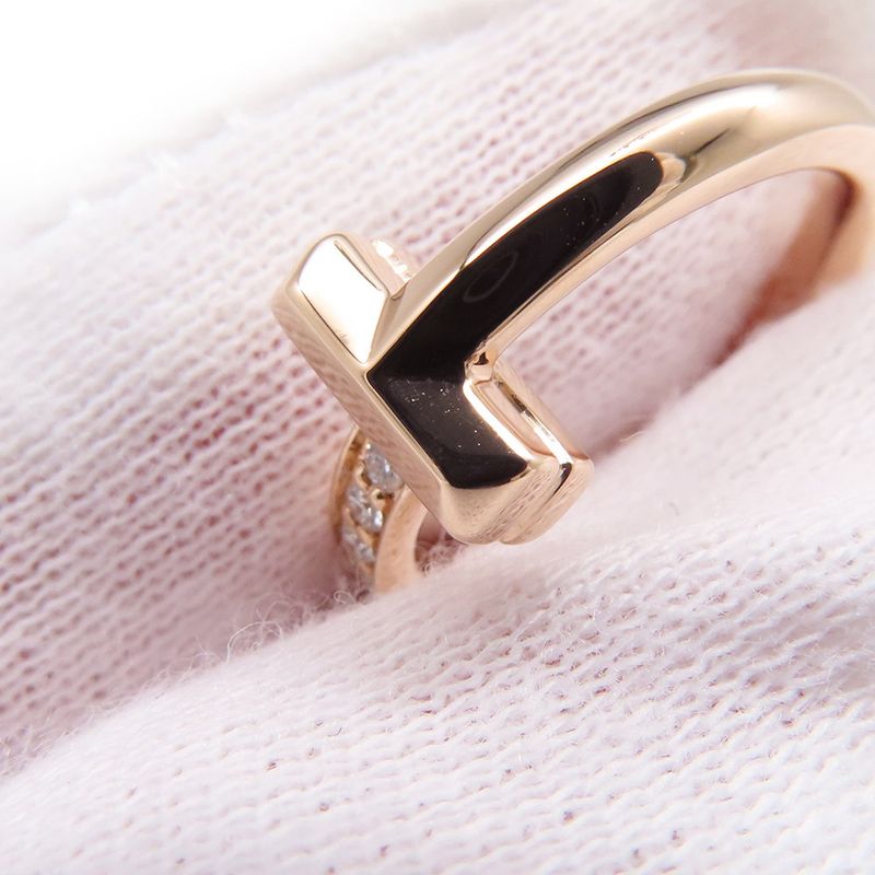Tiffany & Co Ring T One Narrow Diamond Total 18k Pink Gold