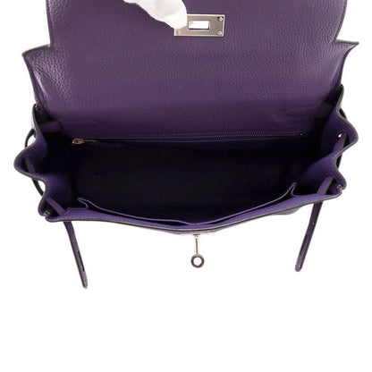 Hermes Handbag Kelly 28 Retourne Iris Silver Togo 2-Way