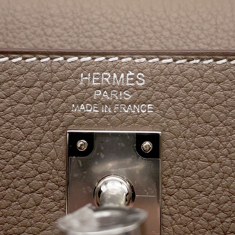 Hermes Handbag Kelly 25 Retourne Etoupe Silver Togo 2-Way