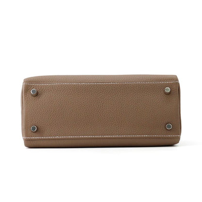 Hermes Handbag Kelly 25 Retourne Etoupe Silver Togo 2-Way