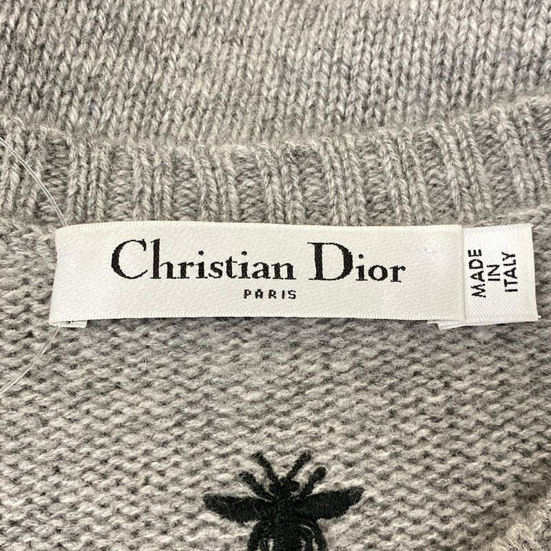 Dior Long Sleeve Sweater I 40 Gray White Multi Cashmere