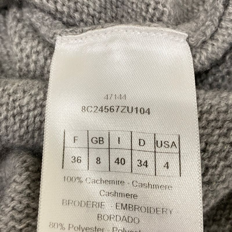 Dior Long Sleeve Sweater I 40 Gray White Multi Cashmere