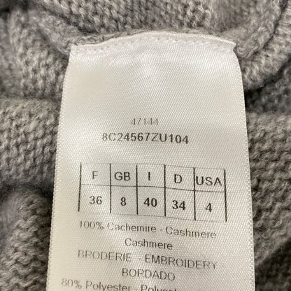 Dior Long Sleeve Sweater I 40 Gray White Multi Cashmere