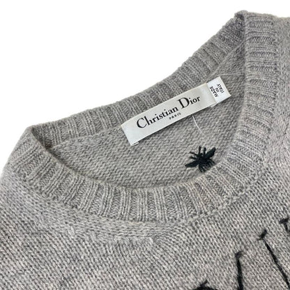 Dior Long Sleeve Sweater I 40 Gray White Multi Cashmere
