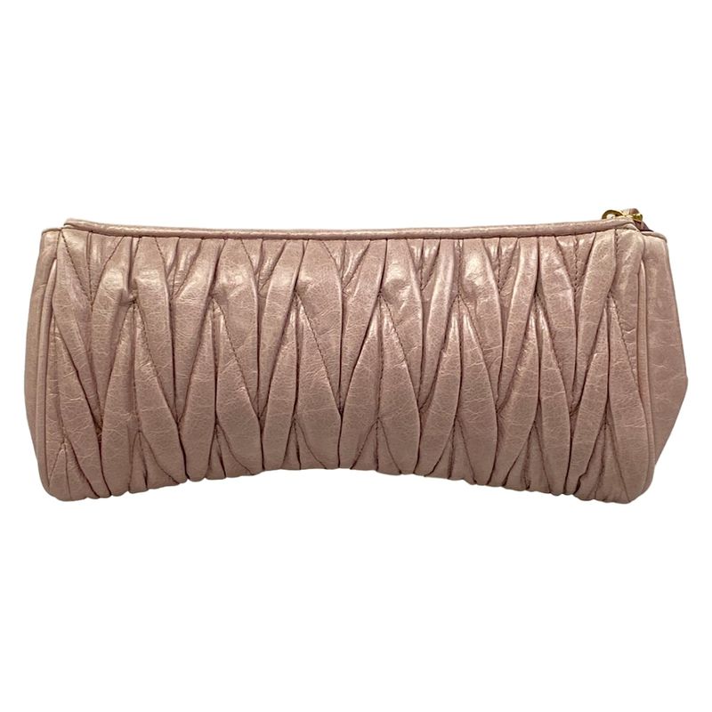 Miu Miu Clutch Matelasse Pink Beige Leather